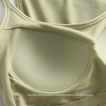 Ženska camisola s ugrađenim jastučićima za grudi, sling stil, okrugli izrez, tanak materijal od viskoze, 50–70% viskoze, 121–140 g/m2