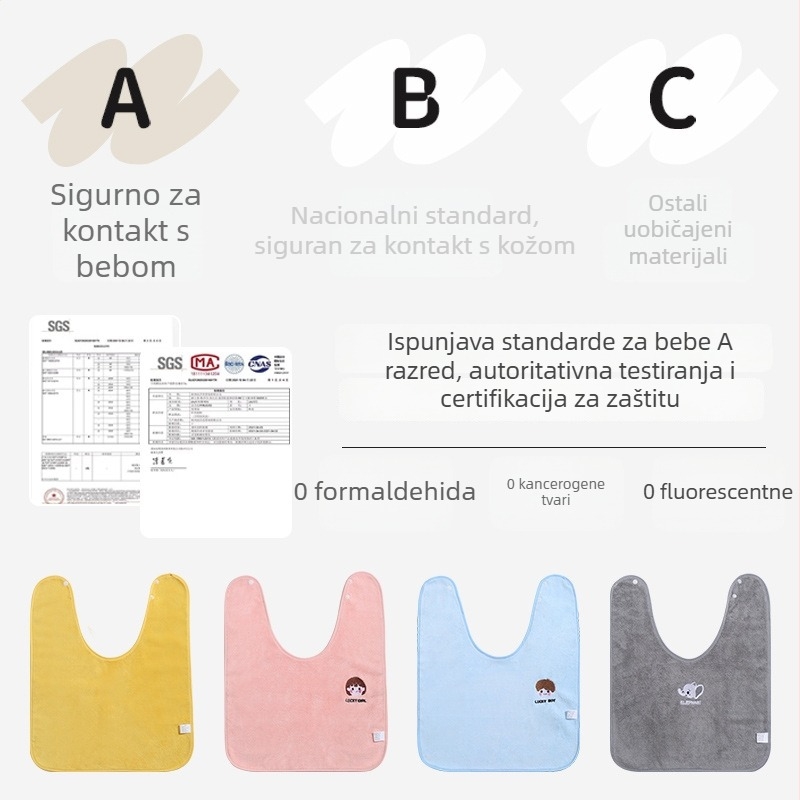 Friendly Dječji vodootporni ručnik za pranje lica i pranje zuba, višefunkcionalni ručnik za bebe i djecu