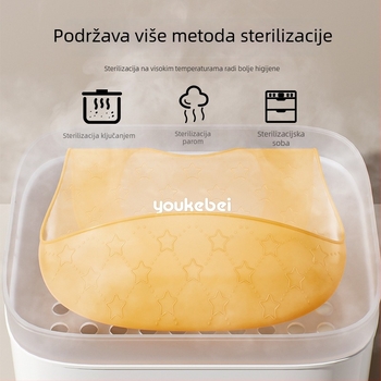 Silikonska vodootporna bavica za hranjenje za bebe – Silikon visoke kvalitete, unisex, za novorođenčad 0–12 mjeseci, prugasti ili jednobojni uzorak