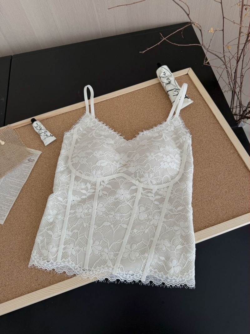 Ženski čipkasti camisole s V-izrezom, sling stilom, s podstavom za dojke, čipka od najlona, ultra-tanki materijal 81–100 g/m²
