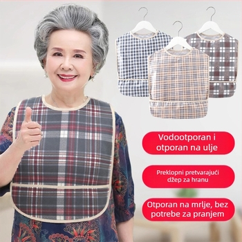 Odrasli jedilni bib, vodootporan tarpaulin materijal, poliester, unisex, uzorak pruge ili točkice
