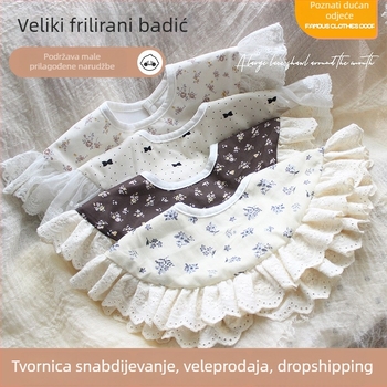Dječji pelenak s čipkom, cvjetni uzorak, 100% pamuk, vodootporan i otporan na prljavštinu, za bebe i malu djecu (0–3 godine)