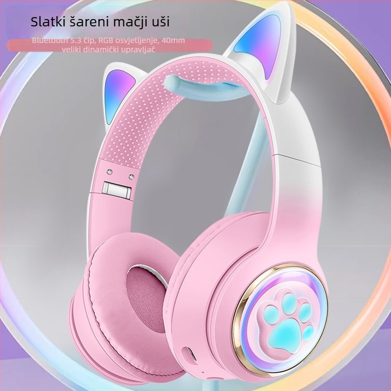 Bežične gaming slušalice za glavu, Bluetooth 5.3, domet 10 m, trajanje baterije >8 h, stereo, dišuće svjetlo