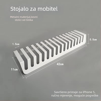 Stalak za snimanje iznad za više telefona i tableta, s višestrukim utorima za pohranu i središnjim punjenjem na stolu - ABS plastika
