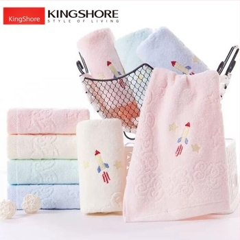 KING SHORE Dječji ručnik od 100% pamuka, s izvezom i velvet završnim obradom, 16 vlakana pređa, mekan i upijajući ručnik za lice