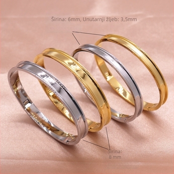 Narukvica od nehrđajućeg čelika s kanalom, elektroplatirana, DIY kožni omotač, etnički stil Song brokat tkanina, Fang Shuo, 20–40 g