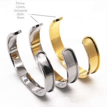 Narukvica od nehrđajućeg čelika s kanalom, elektroplatirana, DIY kožni omotač, etnički stil Song brokat tkanina, Fang Shuo, 20–40 g