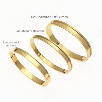 Narukvica od nehrđajućeg čelika s kanalom, elektroplatirana, DIY kožni omotač, etnički stil Song brokat tkanina, Fang Shuo, 20–40 g