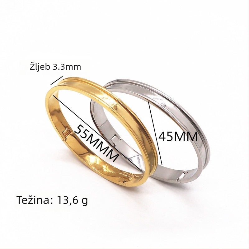 Narukvica od nehrđajućeg čelika s kanalom, elektroplatirana, DIY kožni omotač, etnički stil Song brokat tkanina, Fang Shuo, 20–40 g