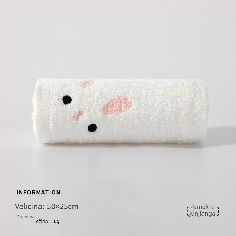 Dječji ručnik od 100% pamuka, mekan i upijajući, nježan prema koži, s vezom i jednostavnom tkaninom, težine 50–80 g