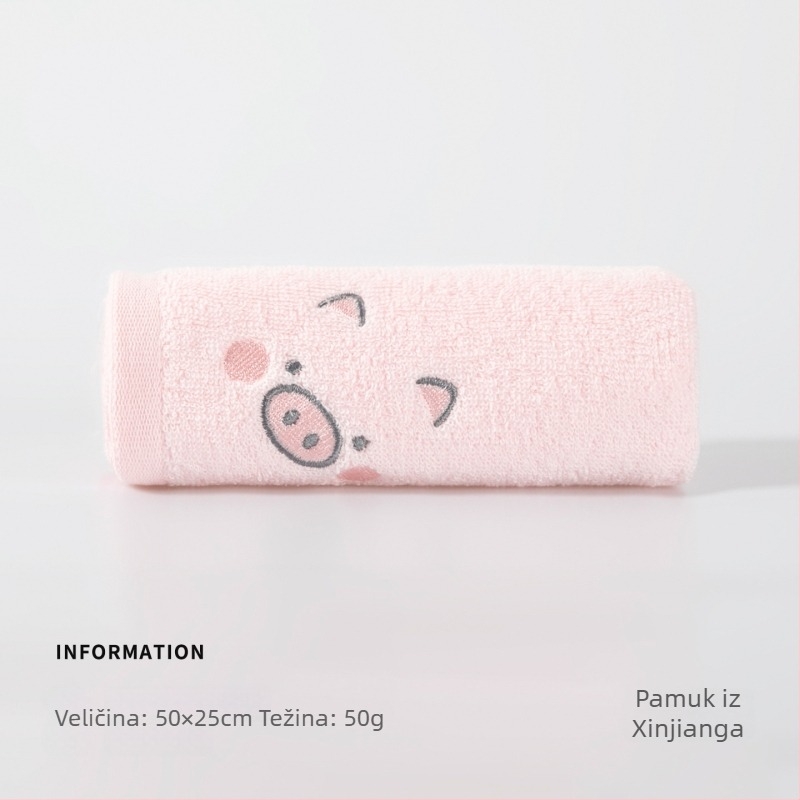 Dječji ručnik od 100% pamuka, mekan i upijajući, nježan prema koži, s vezom i jednostavnom tkaninom, težine 50–80 g