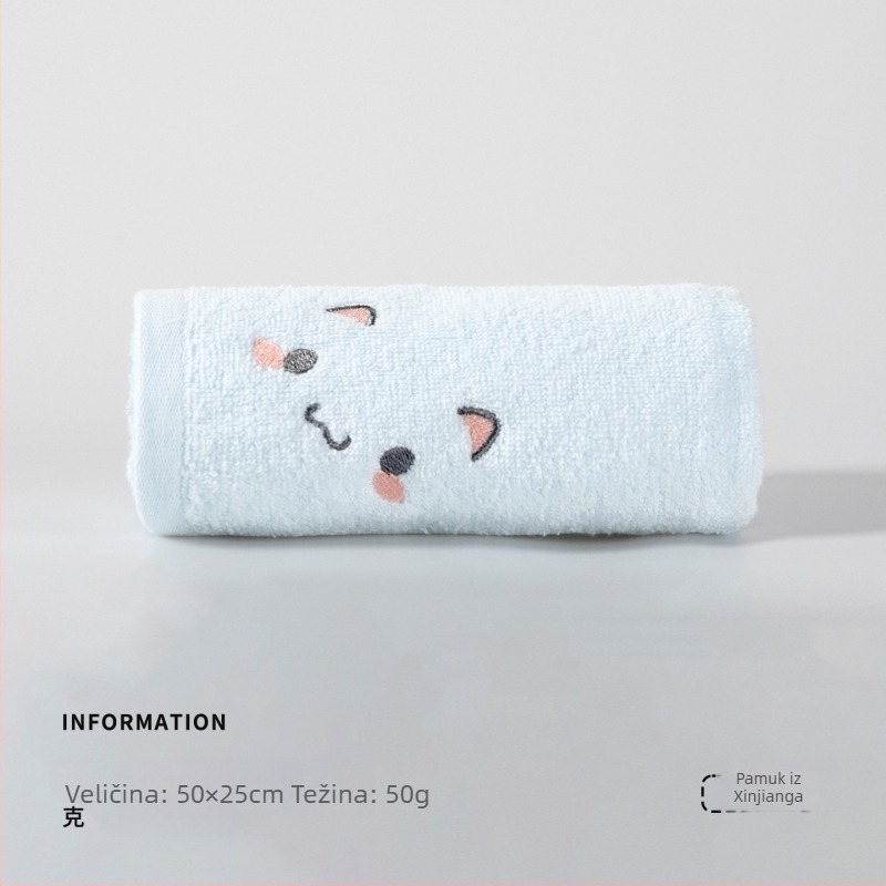 Dječji ručnik od 100% pamuka, mekan i upijajući, nježan prema koži, s vezom i jednostavnom tkaninom, težine 50–80 g