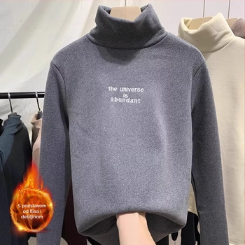Dječja termalna majica s visokim ovratnikom, podstavljena flisom, dugi rukav, unisex, 85% poliester