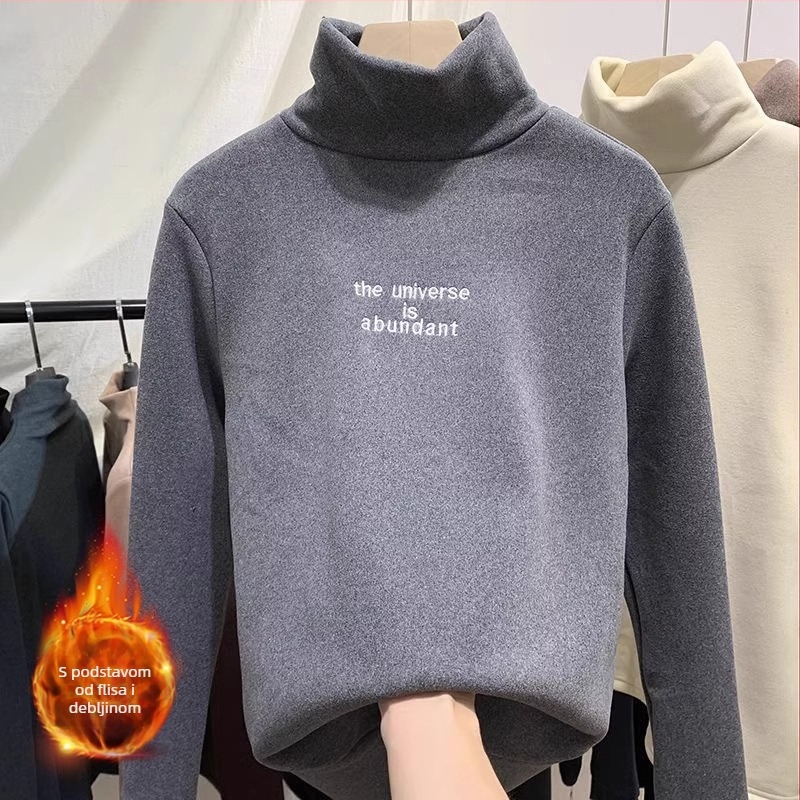 Dječja termalna majica s visokim ovratnikom, podstavljena flisom, dugi rukav, unisex, 85% poliester