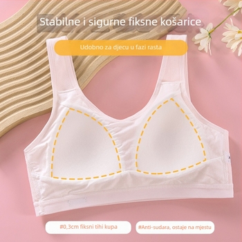 Dječji pamučni grudnjak za razvojno razdoblje, za djevojčice 12–15 godina, košarica puna, tanke oblikovane košarice, fiksne dvostruke naramenice, udoban