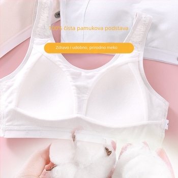 Dječji pamučni grudnjak za razvojno razdoblje, za djevojčice 12–15 godina, košarica puna, tanke oblikovane košarice, fiksne dvostruke naramenice, udoban