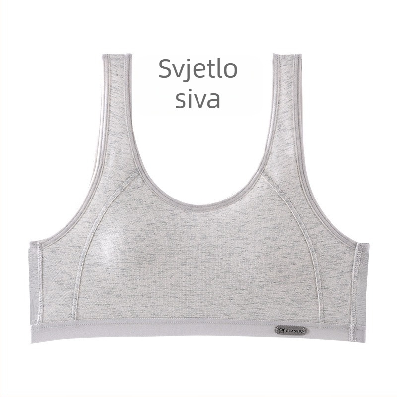 Dječji pamučni grudnjak za razvojno razdoblje, za djevojčice 12–15 godina, košarica puna, tanke oblikovane košarice, fiksne dvostruke naramenice, udoban