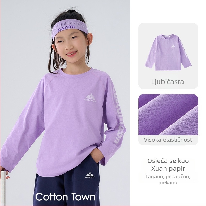 Dječji brzo-sušeći dugi rukavi T‑shirt s karikaturnim printom, okrugli izrez, za uzrast 3–8 godina