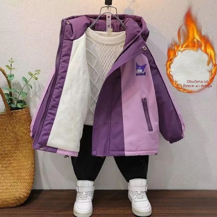 Dječja jakna s kapuljačom, debela zimska jakna, korejski stil, jesen 2025, 100% poliester