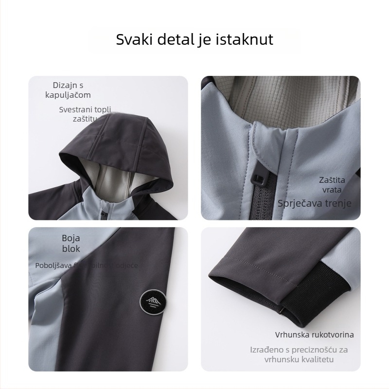 Fat Cat Dječja zimska vodootporna jakna s kapuljačom – unisex, softshell, vanjski i unutarnji 100% poliester, dugi rukavi, srednje duga duljina, za djecu preko 8 godina