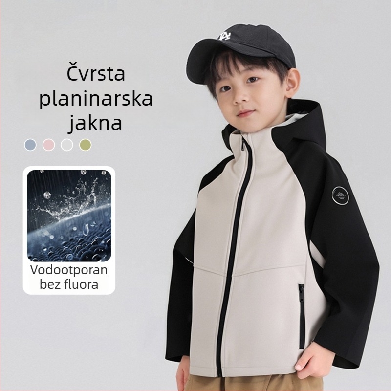 Fat Cat Dječja zimska vodootporna jakna s kapuljačom – unisex, softshell, vanjski i unutarnji 100% poliester, dugi rukavi, srednje duga duljina, za djecu preko 8 godina
