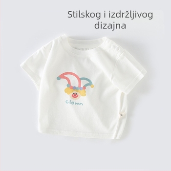 Dječja pamučna majica kratkih rukava, okrugli izrez, za bebe i djecu do 3 godine, karikatura uzorak