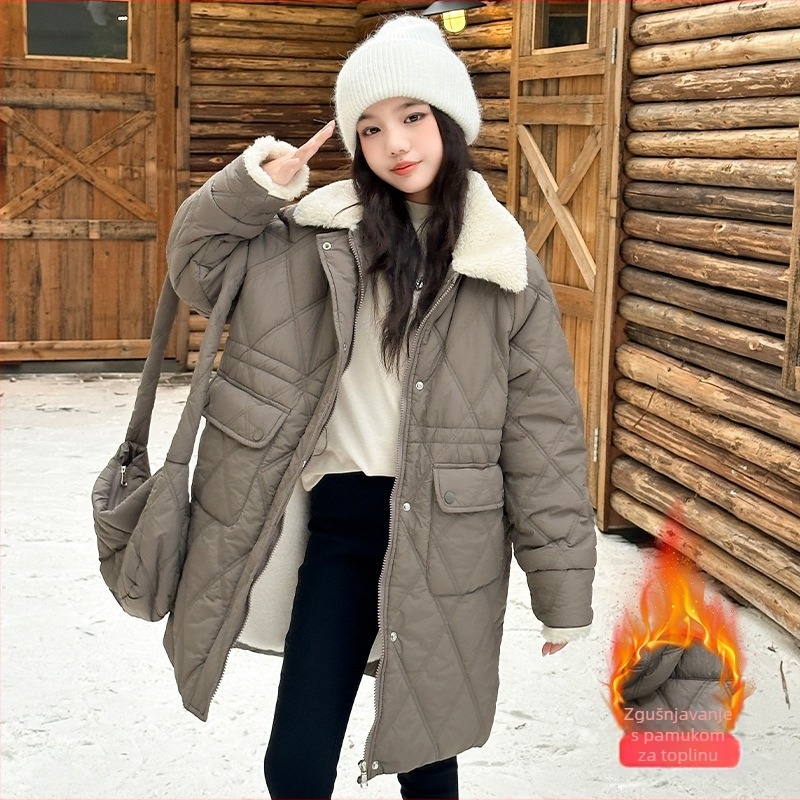 Dječji kaput s flis podstavom, srednja duljina, ovratnik s reverom, dugi rukavi, jednostruko zatvaranje, poliester tkanina