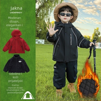 Dječja zimska jakna 3-u-1 za dječake, s pamukovim punjenjem, kapuljača s uklonjivom podstavom, 100% poliester, odvlaživanje vlage, za uzrast 7–12 godina