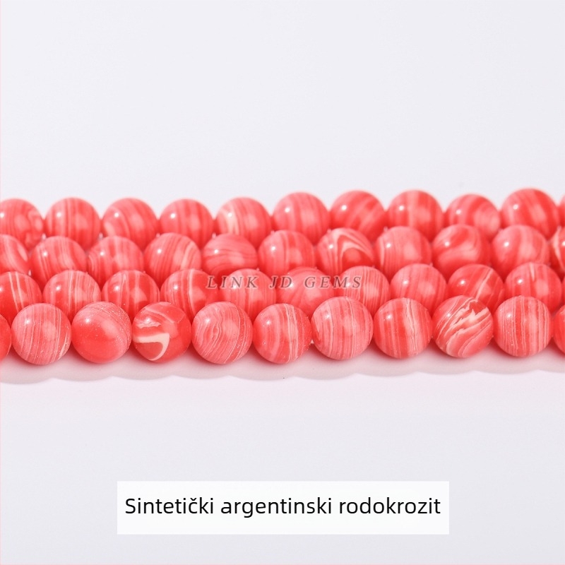 Crvene prugaste kamenje perle za DIY nakit, okrugle perle za narukvicu, poluproizvodi