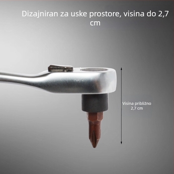 Mini set ručnog ključa s pogonom 1/4'', naprijed/natrag brzo odvijač, Cross, Hex i Torx bitovi, krom-vanadijsko čelika