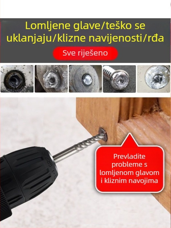 Ekstraktor polomljenog vijka - visokokvalitetni demontažni alat, otporan na habanje, za kućnu upotrebu, set manje od 10 komada
