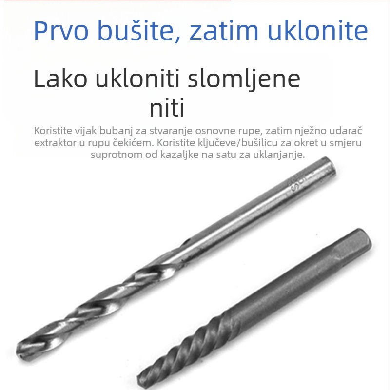 Ekstraktor polomljenog vijka - visokokvalitetni demontažni alat, otporan na habanje, za kućnu upotrebu, set manje od 10 komada
