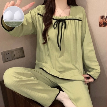 Ženski pyjamski set, jednostavan stil, tkanina od pamuka, izuzetno debela tkanina 501–600 g/m², četvrtasti ovratnik, top bez rukava i hlače