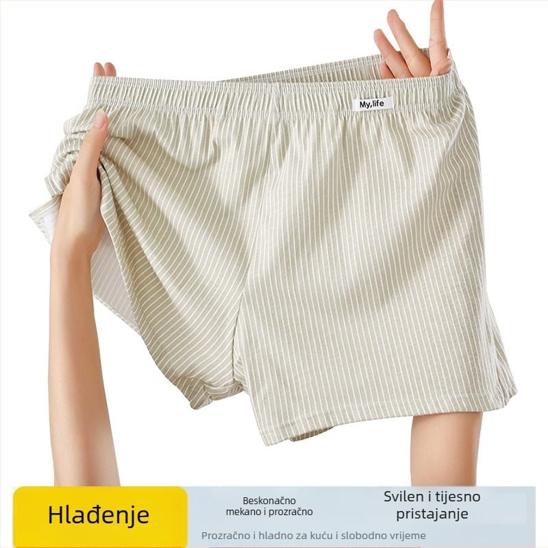 Muške pamučne antibakterijske prozračne bokser hlače za kućnu upotrebu, srednje visine struka, ravna tkanina, jednobojne