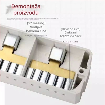 Visokonaponski terminal blok s bakrenim kućištem, razvodna kutija s dva ulaza i više izlaza