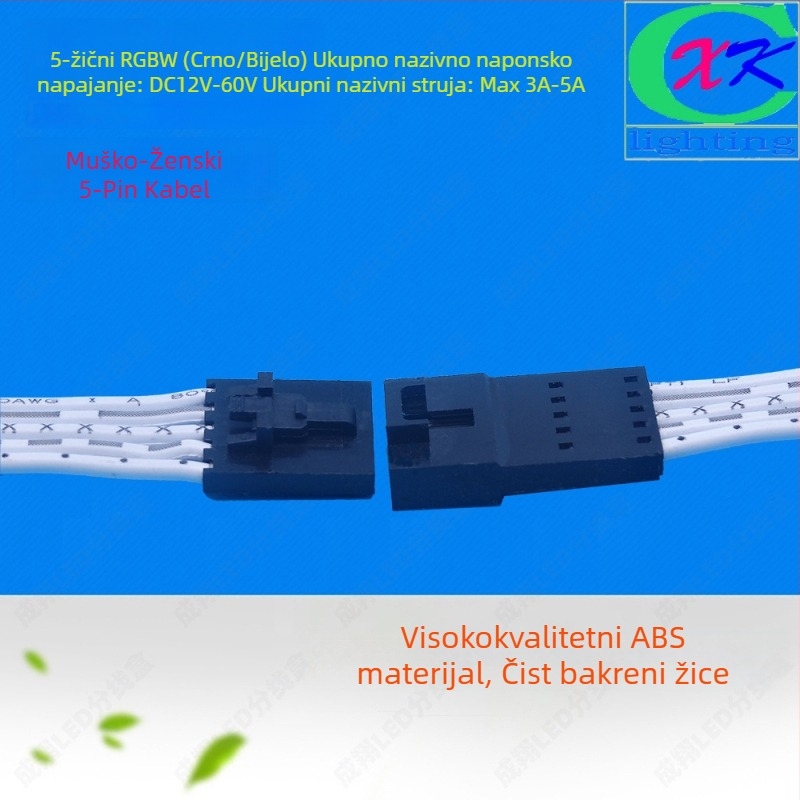 LED RGBW 5-žična kutija za spojnice, 6 priključaka, 5050 LED konektor, ABS kućište, Cheng xiang