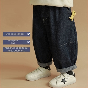 Dječje traperice u korejskom stilu, pamuk, srednji pojas, za dječake starije od 8 godina, proljeće i jesen