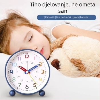 Studentski stolni alarm s tihim radom, napajan baterijom, metalno kućište i brojčanik, jednostrani analogn prikaz