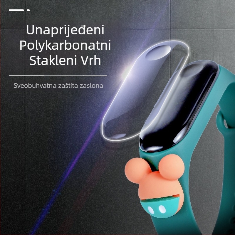 Dječji elektronički sat s karikaturnim dizajnom, elektroničko kretanje, mjesečni prikaz, brojčani prikaz, silikonska narukvica, ovalni brojčanik