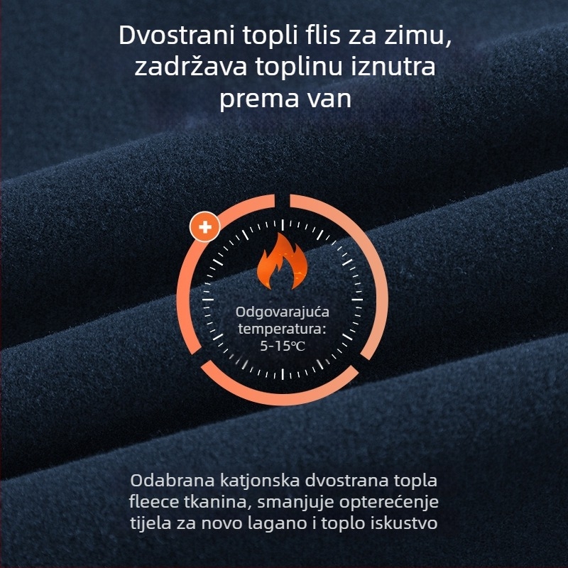 Muški topli prsluk bez rukava, dvostrani baršun, Slim Fit, zimski osnovni sloj, jednobojan, poliester 93.4% i spandeks 5.7%