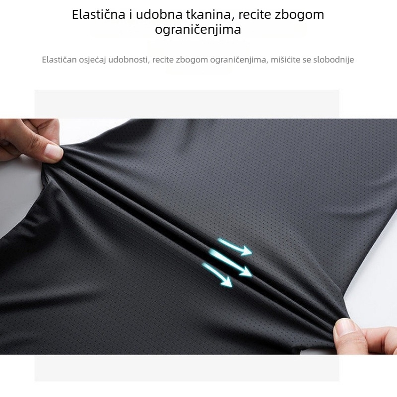 Muška bez rukava majica s okruglim izrezom, Ice Silk materijal, slobodan kroj, brzo suši, poliester 95%, ljeto