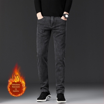 Muške traperice s flecom, ravni kroj, srednji visina struka, zatvarač, pamuk-poliester-elastan smjesa, jesensko nošenje