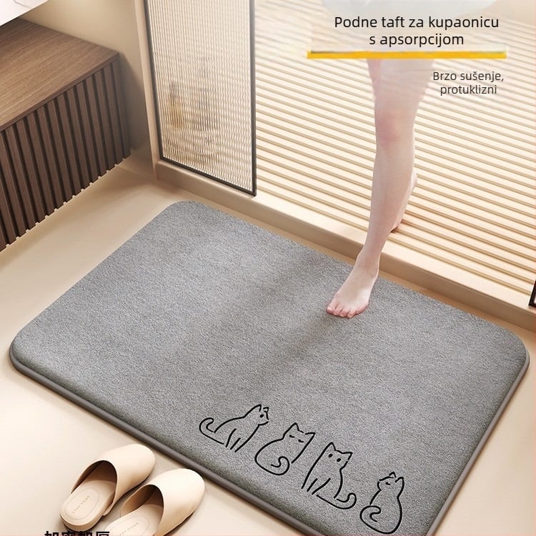 Kupaonska prostirka od memorijske pjene s graviranim dizajnom, kvadratnog oblika, prilagodljiva, strojno pranje