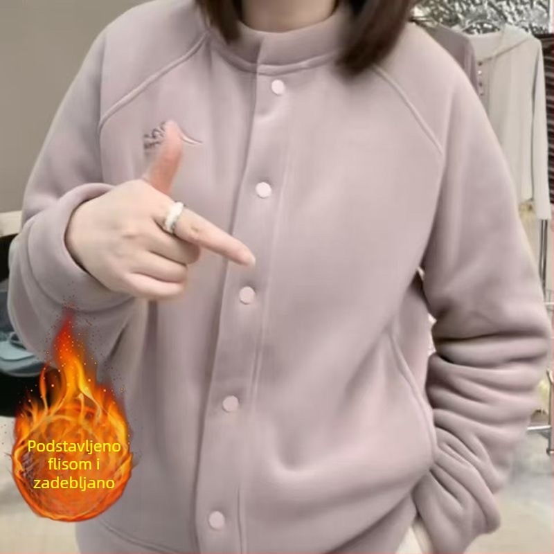 Damska dvostruka hoodie jakna s kapuljom, casual stil, topla i otporna na vjetar zimi