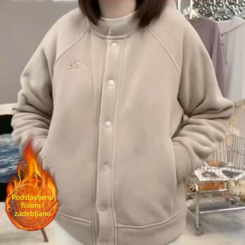 Damska dvostruka hoodie jakna s kapuljom, casual stil, topla i otporna na vjetar zimi