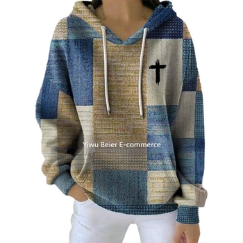Ženski hoodie s kapuljom, 3D digitalni ispis, debeli pleteni šnir za kapulju