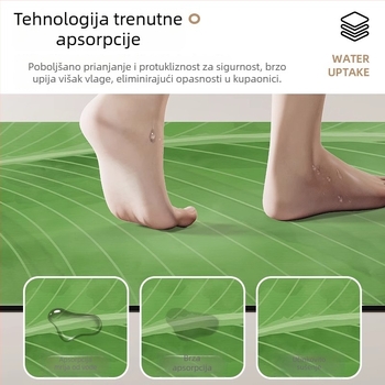 Kupaonska prostirka za kupaonicu s motivom bananovog lista, od diatomske gline, upija vlagu, brzo se suši, protuklizna, posebnog oblika, s motivom biljaka i cvijeća