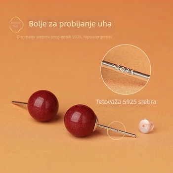 Cinnabar kapljaste naušnice – dodatna oprema za uši Yu Fu Xiang, geometrijski etnički umjetnički retro stil, lansiranje ljeto 2025.