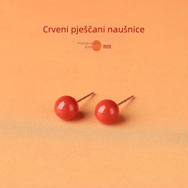 Cinnabar kapljaste naušnice – dodatna oprema za uši Yu Fu Xiang, geometrijski etnički umjetnički retro stil, lansiranje ljeto 2025.