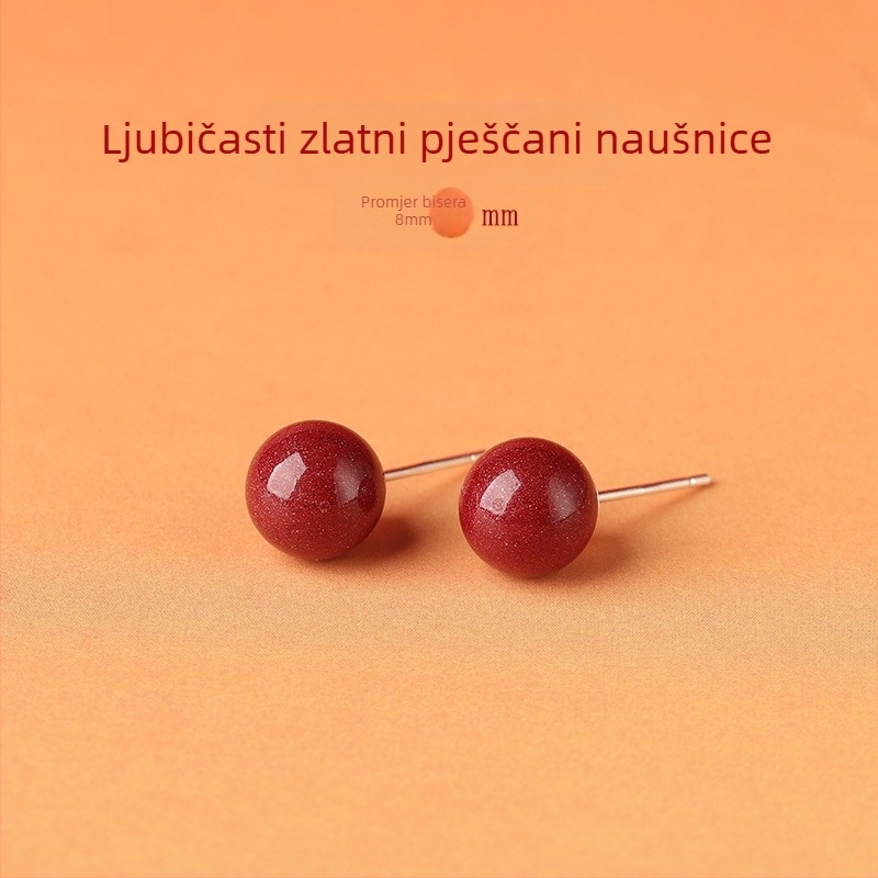 Cinnabar kapljaste naušnice – dodatna oprema za uši Yu Fu Xiang, geometrijski etnički umjetnički retro stil, lansiranje ljeto 2025.